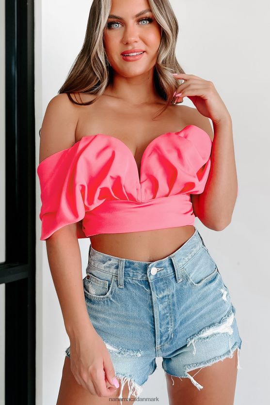 reagan off the shoulder sweetheart crop top NanaMacs XJPBDL4 lyserød