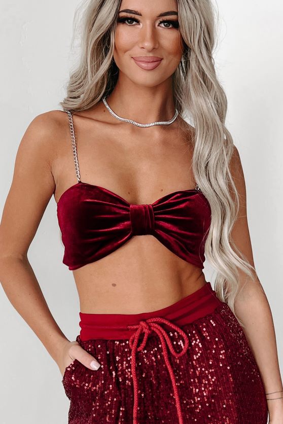 så ubesværet kæderem original crop top NanaMacs XJPBDL163 bordeaux