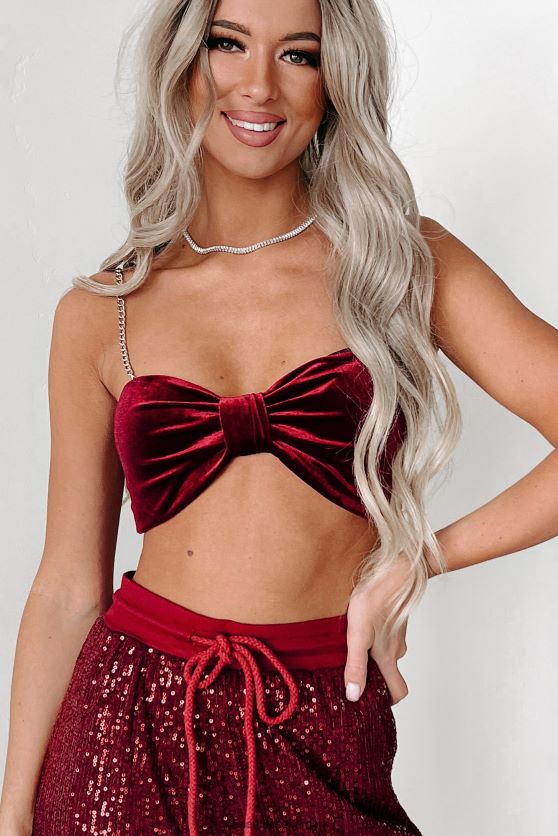 så ubesværet kæderem original crop top NanaMacs XJPBDL163 bordeaux