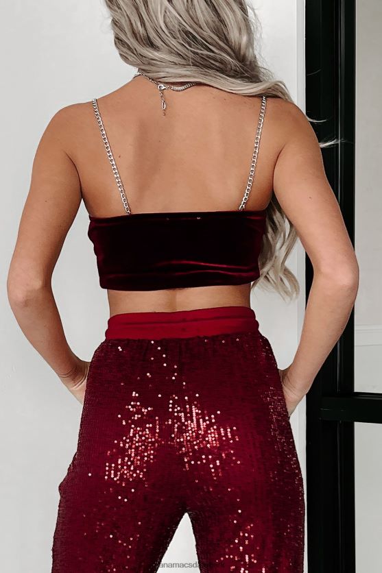 så ubesværet kæderem original crop top NanaMacs XJPBDL163 bordeaux
