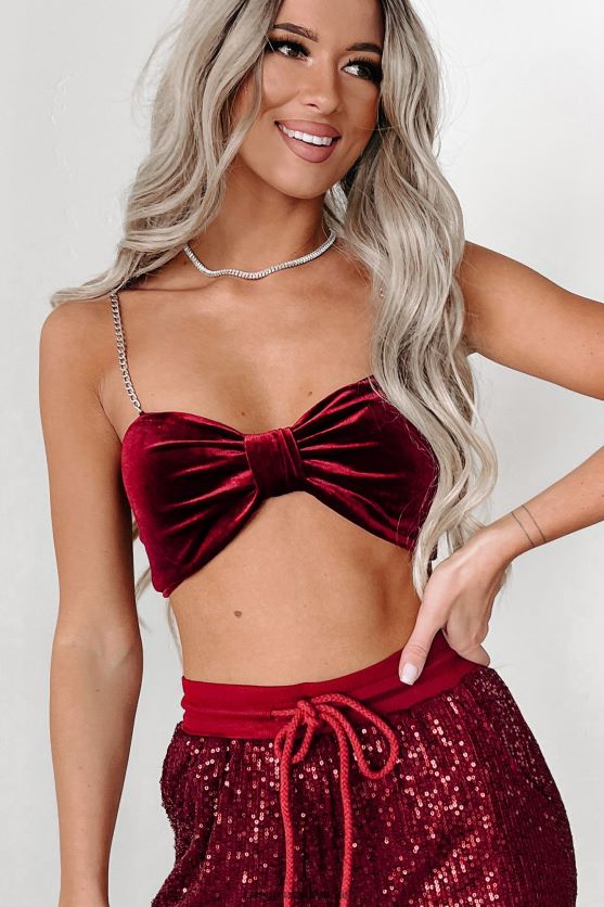 så ubesværet kæderem original crop top NanaMacs XJPBDL163 bordeaux