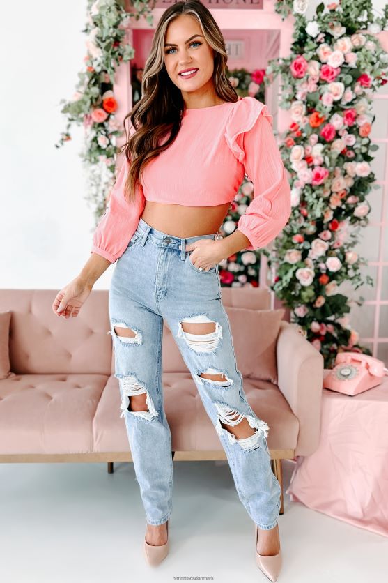 sizzlin\' ser pjusket åben ryg crop top NanaMacs XJPBDL1482 lyserød