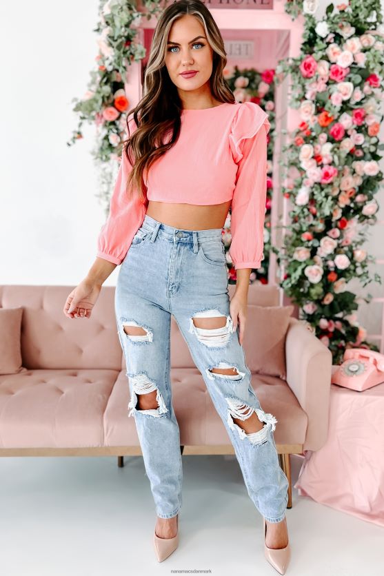 sizzlin\' ser pjusket åben ryg crop top NanaMacs XJPBDL1482 lyserød