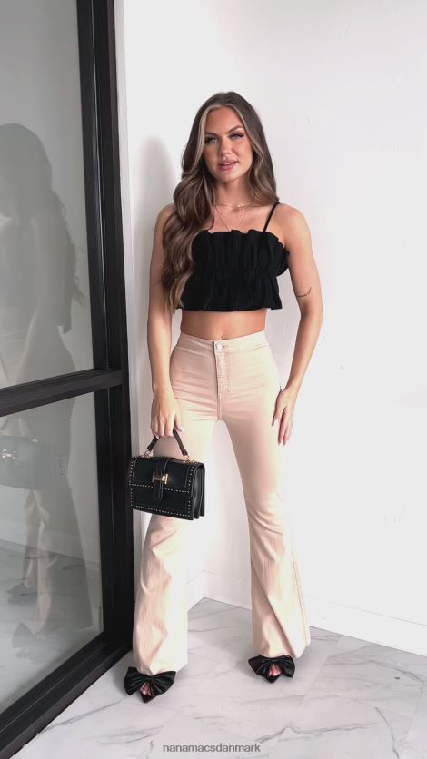 skat du flæse binde tilbage crop top NanaMacs XJPBDL878 sort