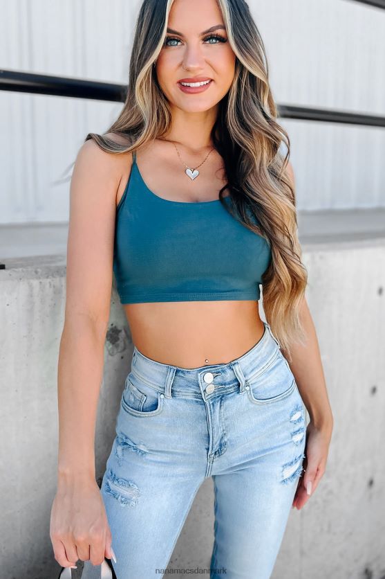 slå den varme strikke cami crop top NanaMacs XJPBDL734 blågrøn