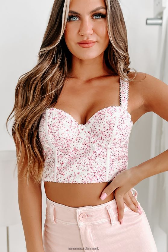 delikat disposition beskåret sommerfugl korset top NanaMacs XJPBDL43 hvid/pink