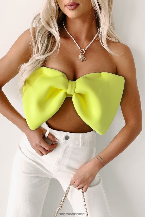 det er en elektrisk stropløs bow bandeau top NanaMacs XJPBDL79 neon gul