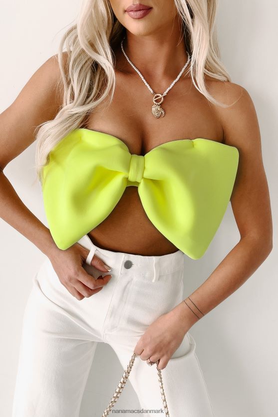 det er en elektrisk stropløs bow bandeau top NanaMacs XJPBDL79 neon gul