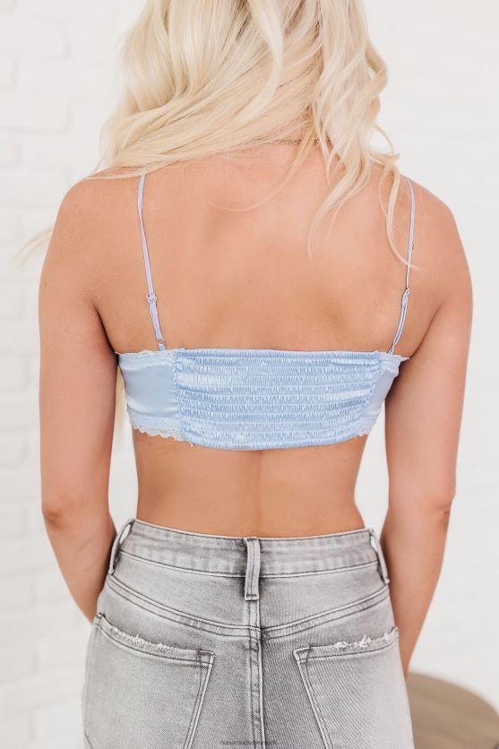 diva living blonde trim satin crop cami top NanaMacs XJPBDL220 lyseblå