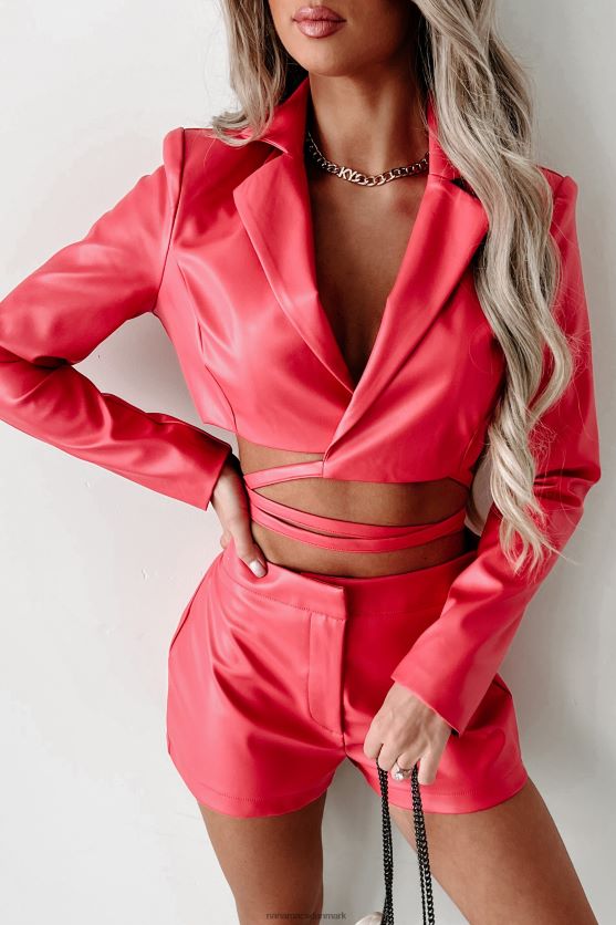 endelig over imiteret læder cropped blazer top NanaMacs XJPBDL183 slag