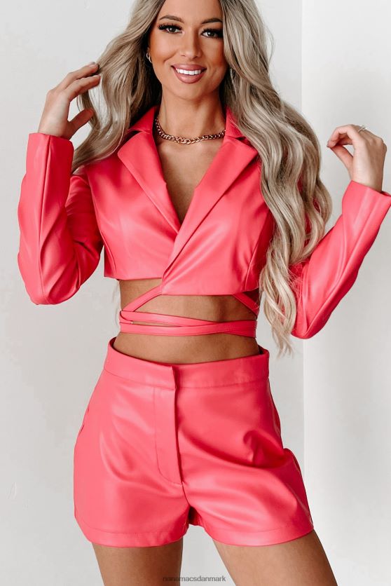 endelig over imiteret læder cropped blazer top NanaMacs XJPBDL183 slag