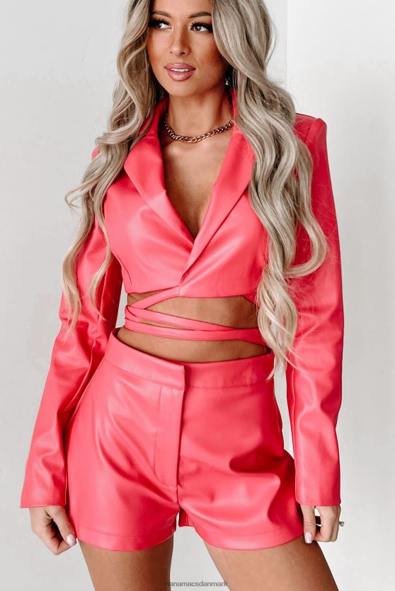 endelig over imiteret læder cropped blazer top NanaMacs XJPBDL183 slag