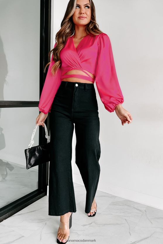 fik mig i knob satin wrap top NanaMacs XJPBDL99 fuchsia