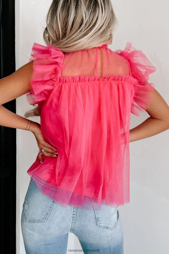 force of fashion flæsede mesh top NanaMacs XJPBDL113 fuchsia
