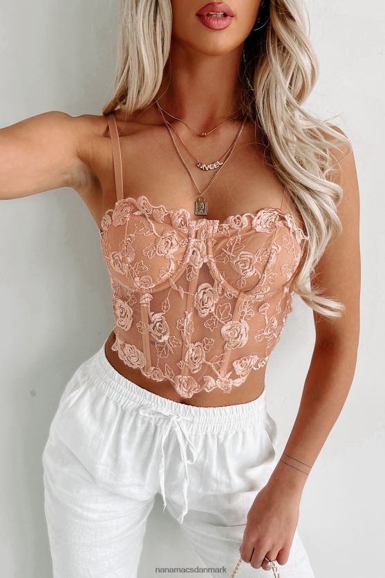 fristende skæbne blomstret mesh korset top NanaMacs XJPBDL118 rødme
