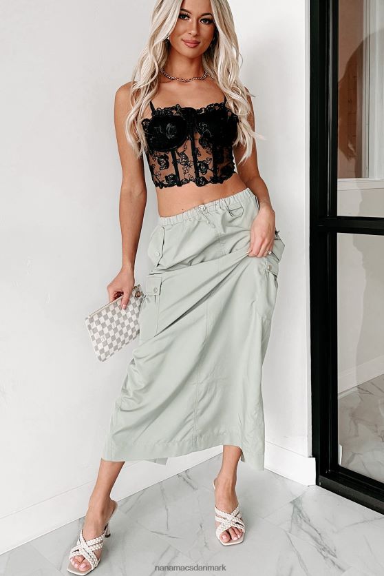 fristende skæbne blomstret mesh korset top NanaMacs XJPBDL175 sort