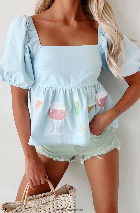 hurra for den glitterbroderede top NanaMacs XJPBDL68 blå