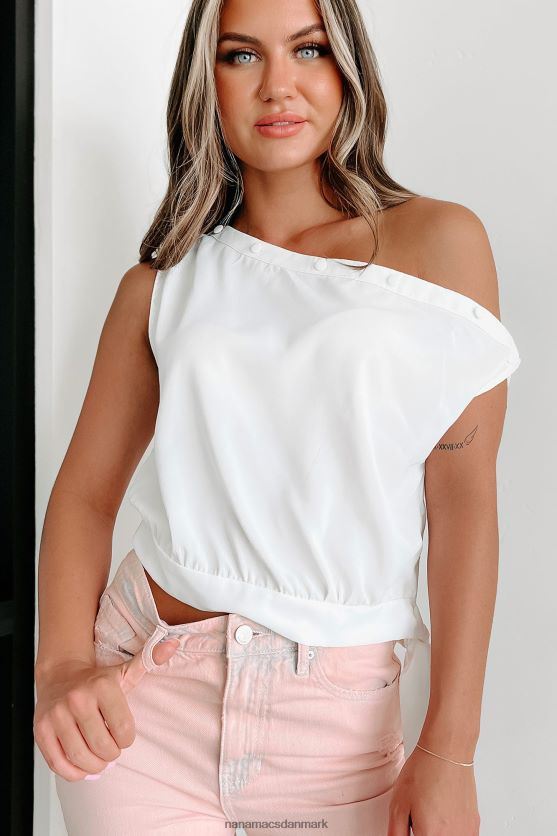 ude af din kontrol asymmetrisk knap detalje top NanaMacs XJPBDL2 off white