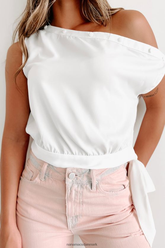 ude af din kontrol asymmetrisk knap detalje top NanaMacs XJPBDL2 off white