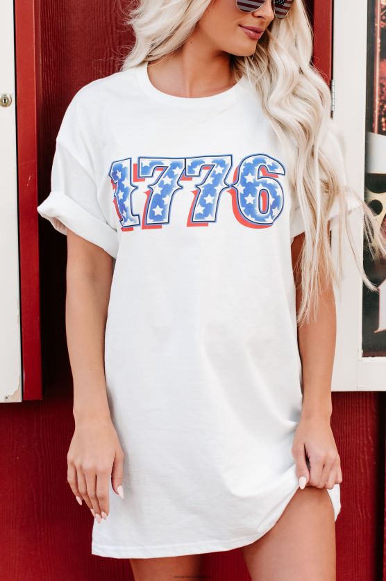 1776 land af den gratis dobbeltsidede grafiske t-shirt NanaMacs XJPBDL1086 hvid