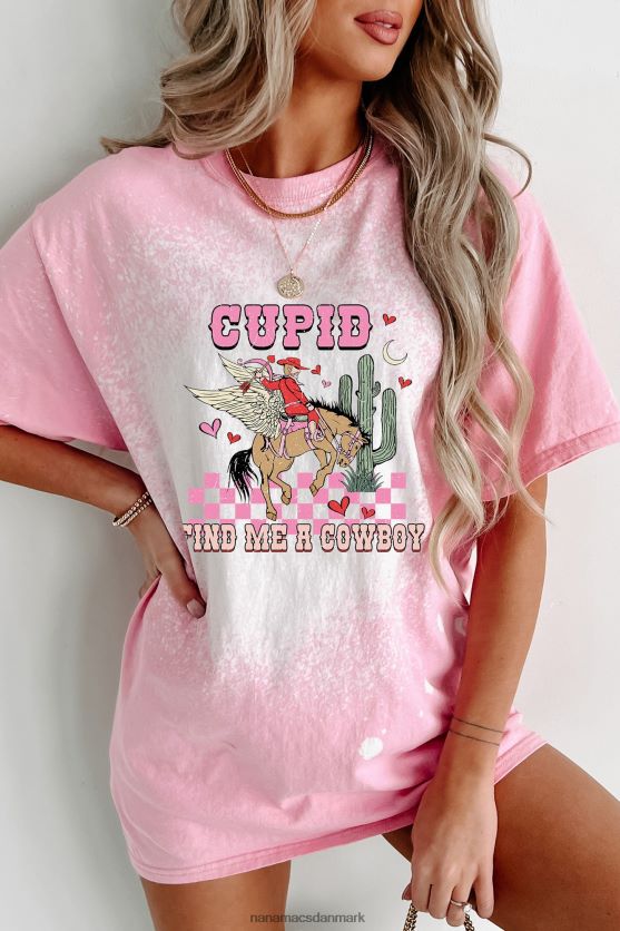 Amor find mig en cowboy bleget grafisk t-shirt NanaMacs XJPBDL903 slik pink