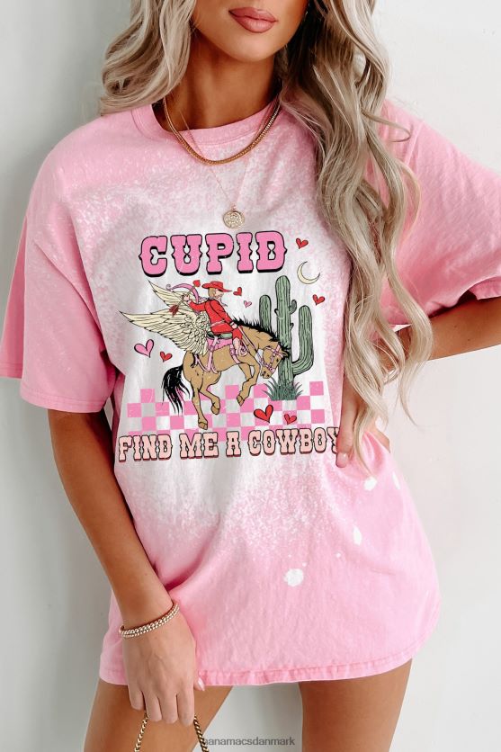Amor find mig en cowboy bleget grafisk t-shirt NanaMacs XJPBDL903 slik pink