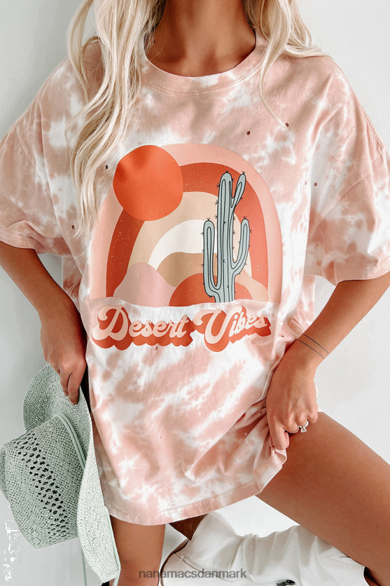 Desert dusk oversized distressed tie-dye grafisk t-shirt NanaMacs XJPBDL1073 pastel pink