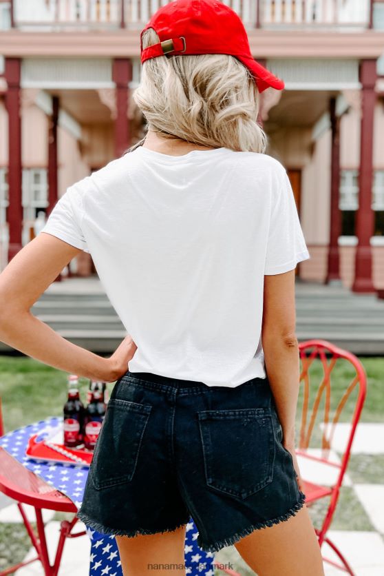 a-moo-rica beskåret ko grafisk t-shirt NanaMacs XJPBDL1090 hvid