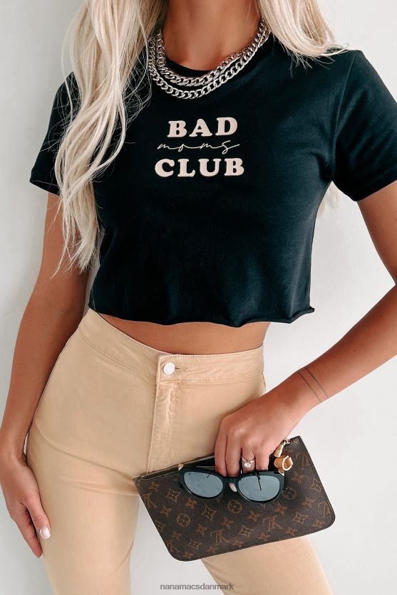 bad moms club raw hem grafisk crop tee NanaMacs XJPBDL768 sort/beige