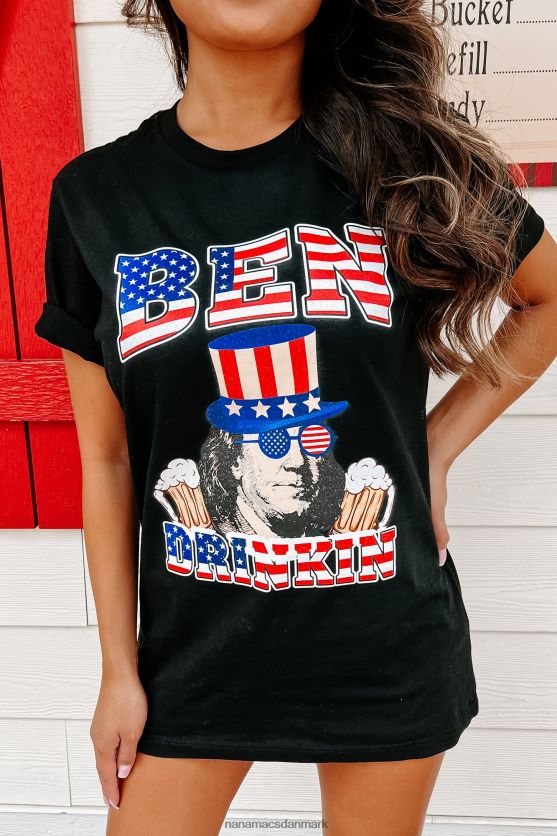 ben drinkin grafisk t-shirt NanaMacs XJPBDL850 sort