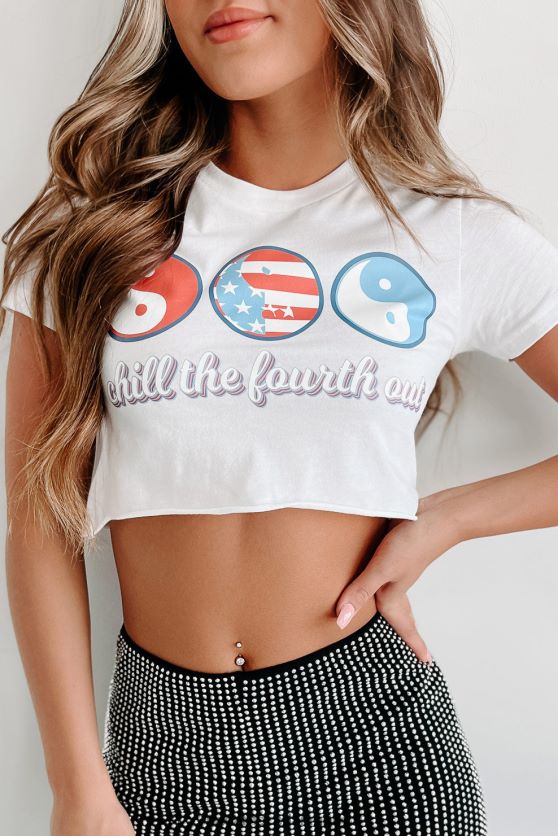 chill den fjerde ud rå hem grafisk crop tee NanaMacs XJPBDL798 hvid