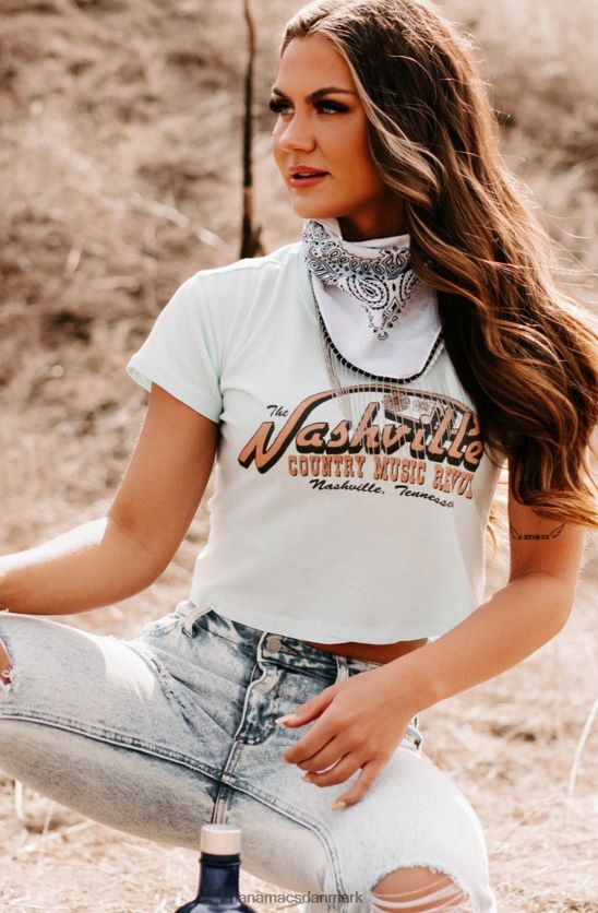 countrymusik revy grafisk crop tee NanaMacs XJPBDL854 mynteblå