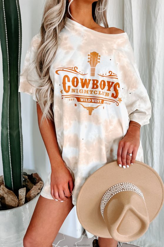 cowboys natklub oversize distressed tie-dye grafisk t-shirt NanaMacs XJPBDL1072 kaki