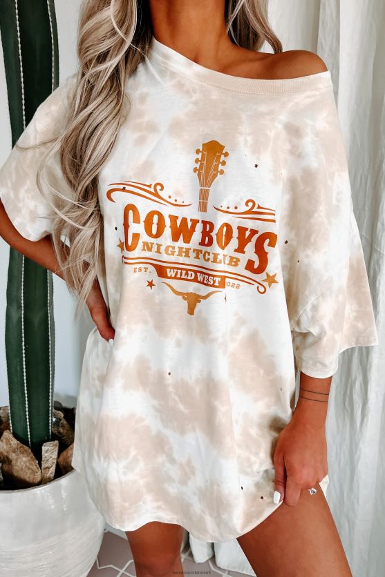 cowboys natklub oversize distressed tie-dye grafisk t-shirt NanaMacs XJPBDL1072 kaki