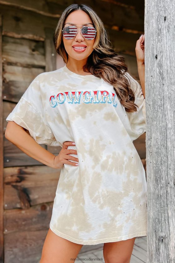 cowgirl oversized distressed tie-dye grafisk t-shirt NanaMacs XJPBDL1077 kaki