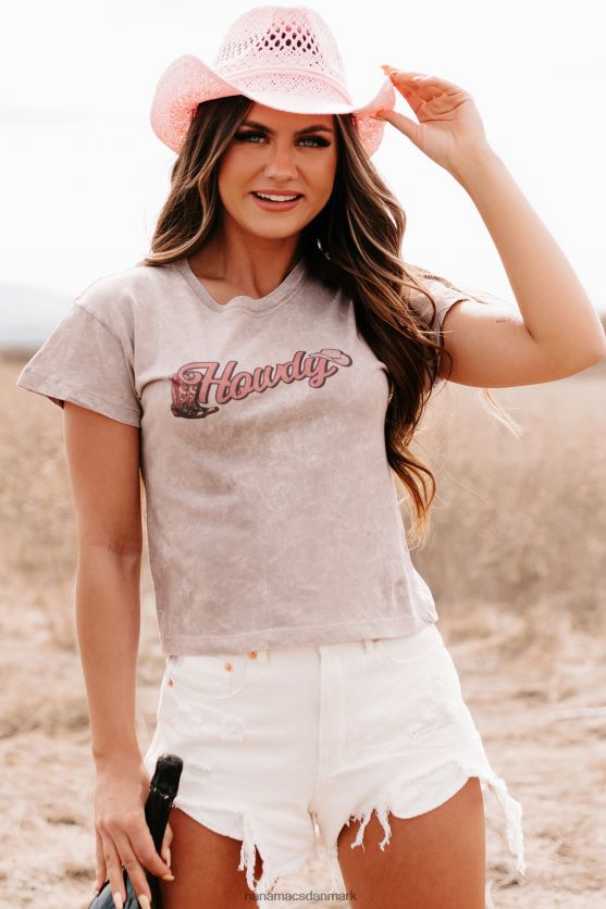 cowgirl's hello mineral wash "howdy" grafisk t-shirt NanaMacs XJPBDL855 lilla