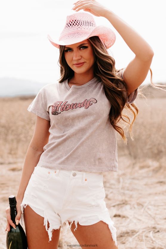 cowgirl\'s hello mineral wash \"howdy\" grafisk t-shirt NanaMacs XJPBDL855 lilla
