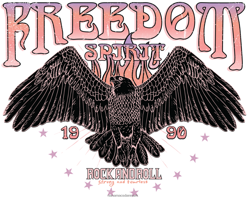 freedom spirit oversized nødstedt grafisk t-shirt NanaMacs XJPBDL1074 knogle