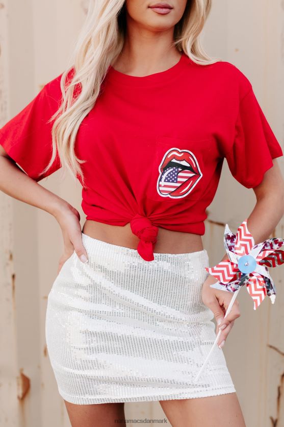 grafisk t-shirt med tunger ud med rund hals NanaMacs XJPBDL841 rød