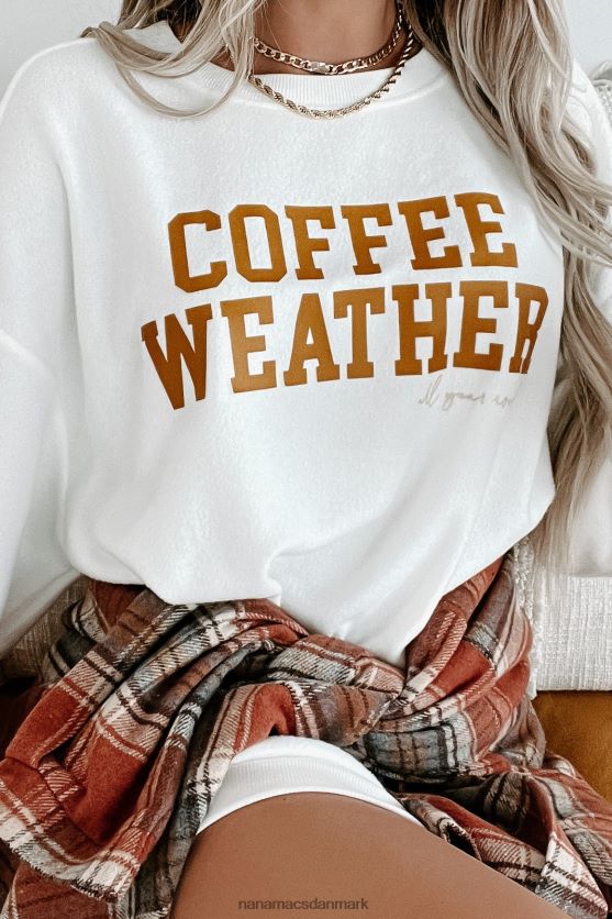 kaffe vejr oversized fleece grafisk top NanaMacs XJPBDL1100 flødeskum