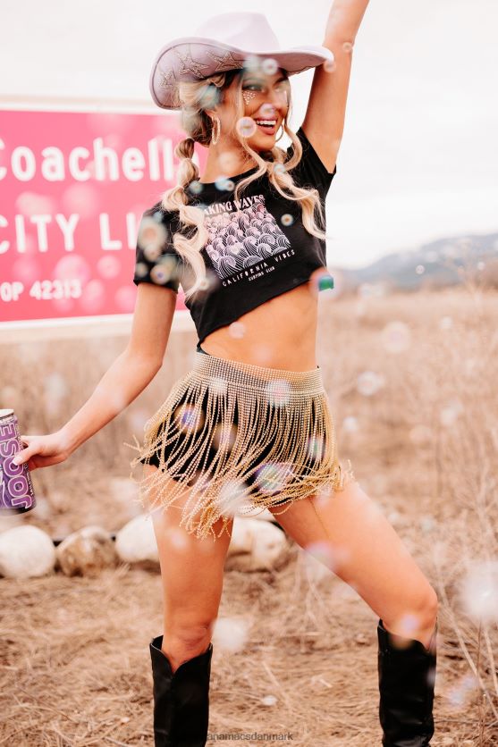 laver bølger rå hem grafisk afskæring tee NanaMacs XJPBDL1095 sort