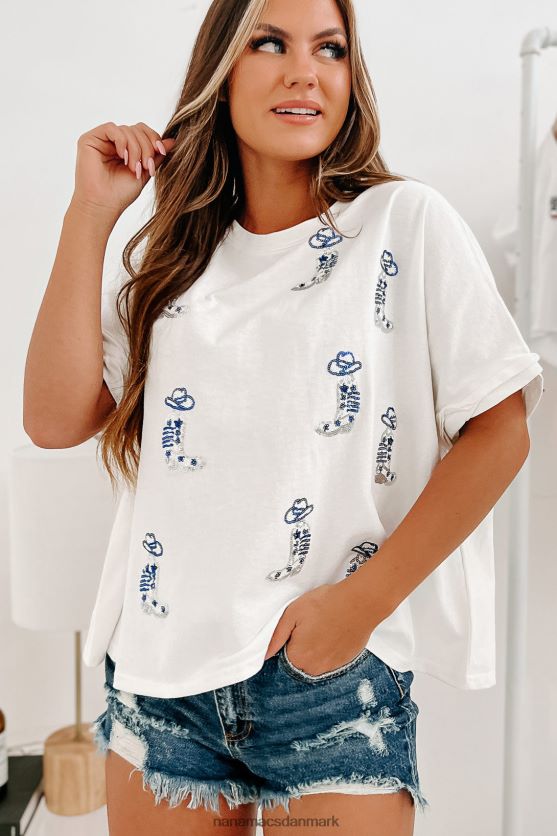 min cowgirl persona western pailletter grafisk t-shirt NanaMacs XJPBDL793 hvid