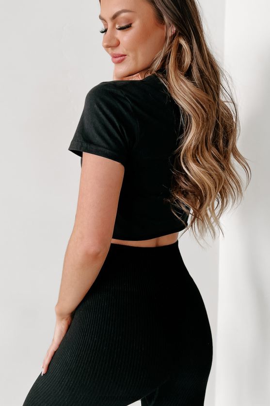 monogram hjerter råsøm grafisk crop-t-shirt NanaMacs XJPBDL899 sort