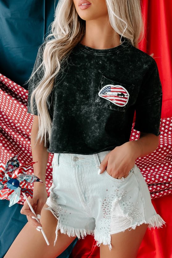 nipper til liber-tea mineral wash cropped grafisk lomme-t-shirt NanaMacs XJPBDL840 sort