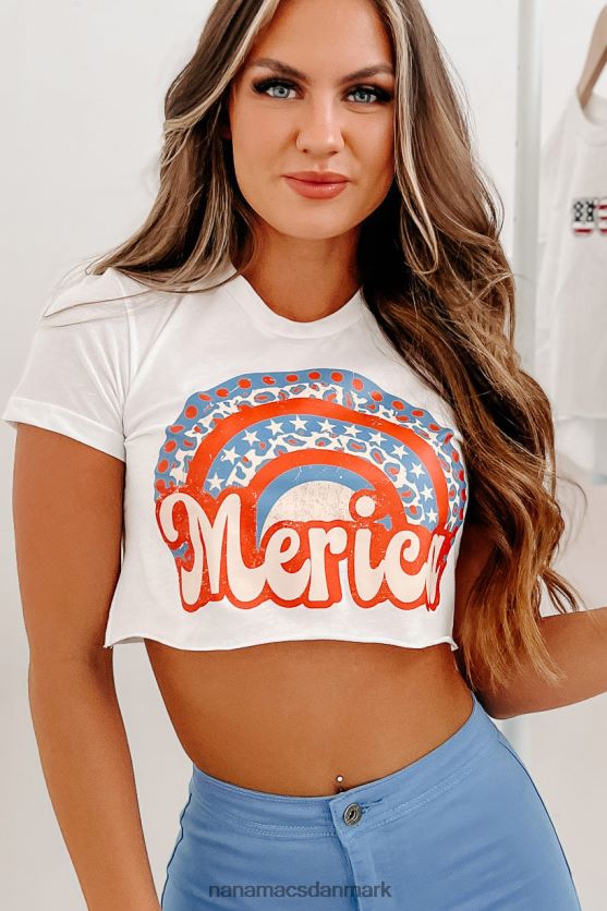 rainbow revolution grafisk afgrøde-t-shirt med rå søm NanaMacs XJPBDL799 hvid