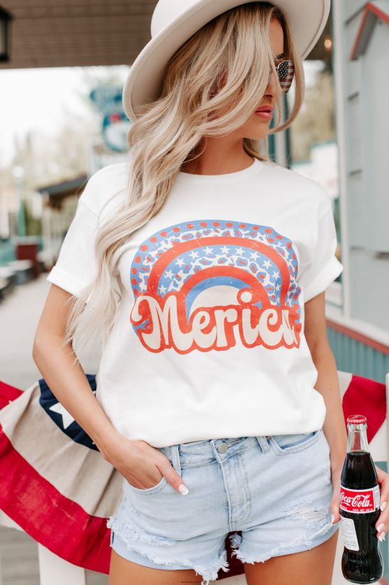 regnbue revolution grafisk t-shirt NanaMacs XJPBDL848 hvid