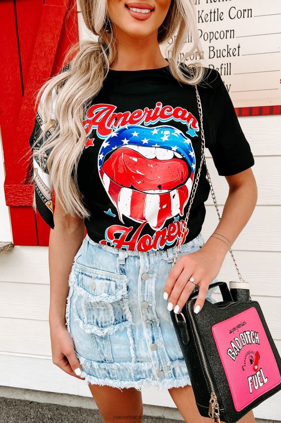 ung vild gratis grafisk t-shirt NanaMacs XJPBDL843 sort