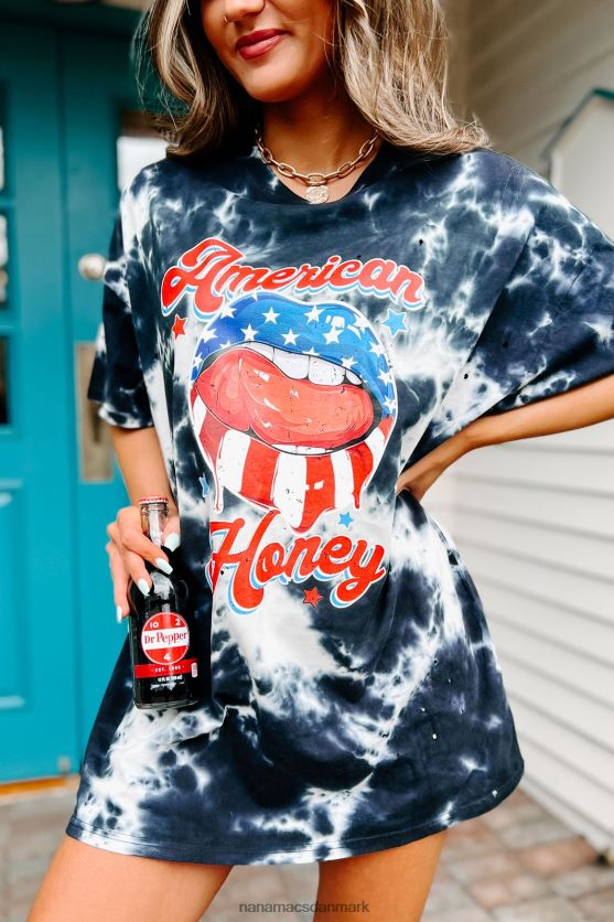 ung vild gratis oversize distressed tie-dye grafisk t-shirt NanaMacs XJPBDL842 sort