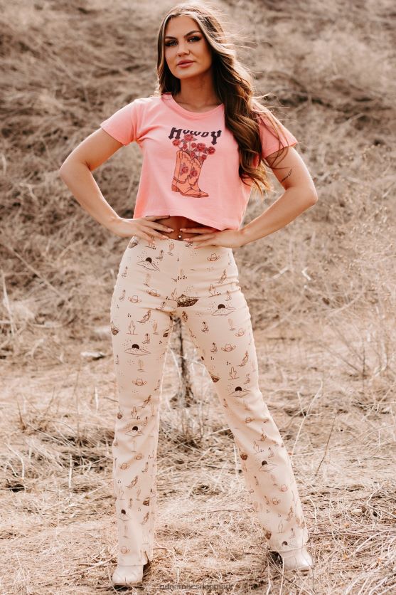 vis mig dine støvler oversized grafisk crop tee NanaMacs XJPBDL856 koral