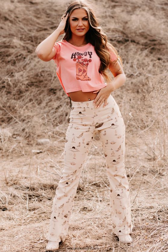 vis mig dine støvler oversized grafisk crop tee NanaMacs XJPBDL856 koral